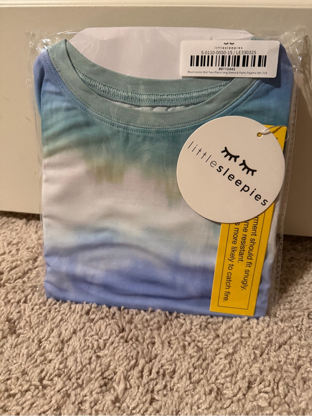 little sleepies Tie-Dye Blue Gree Pajama Set brand new size 5/6